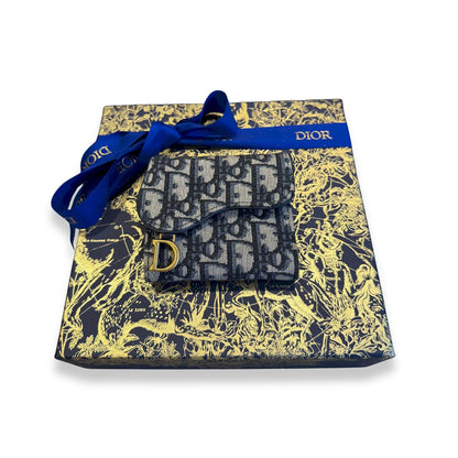 DIOR BLUE OBLIQUE SADDLE LOTUS WALLET