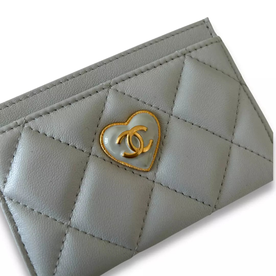 Chanel card holder, dark blue caviar leather GHW - 9brandname