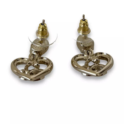 CHANEL CC HEART METAL & CRYSTALS EARRINGS