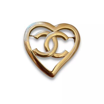 CHANEL HEART CC METAL BROOCH