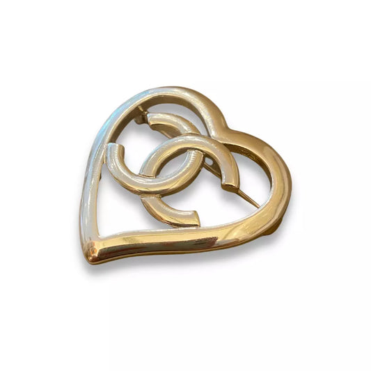 CHANEL HEART CC METAL BROOCH