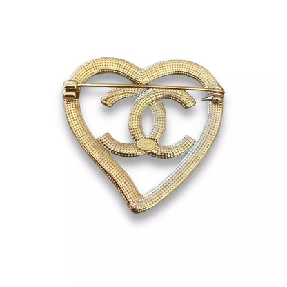 CHANEL HEART CC METAL BROOCH