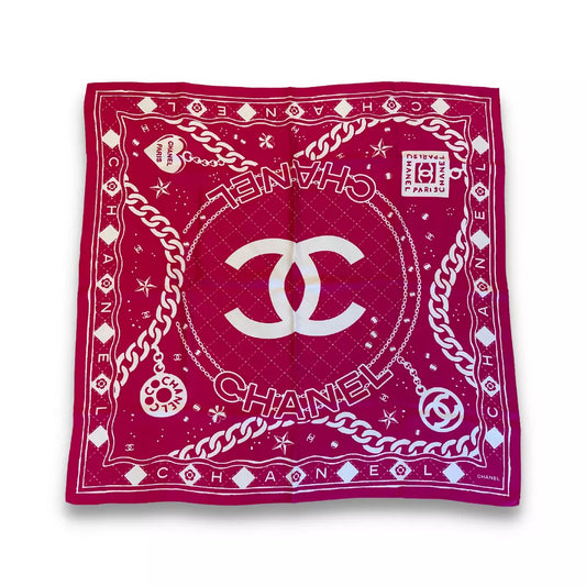 CHANEL PINK SILK SCARF
