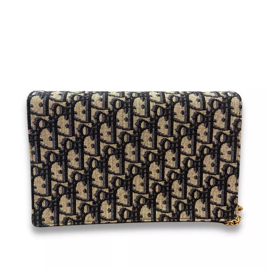 CARTERA LARGA DIOR AZUL CON BOLSO DE CADENA 