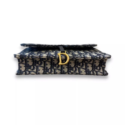 CARTERA LARGA DIOR AZUL CON BOLSO DE CADENA 