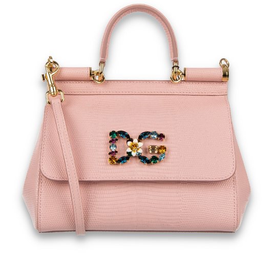 DOLCE & GABBANA PINK CRYSTAL SICILY BAG