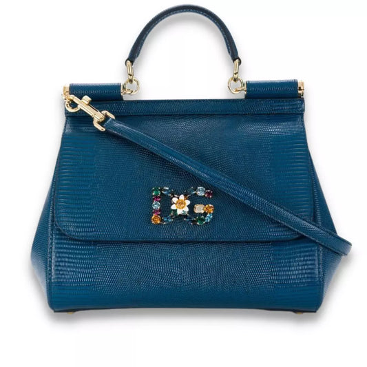 DOLCE & GABBANA BLUE CRYSTAL SICILY BAG