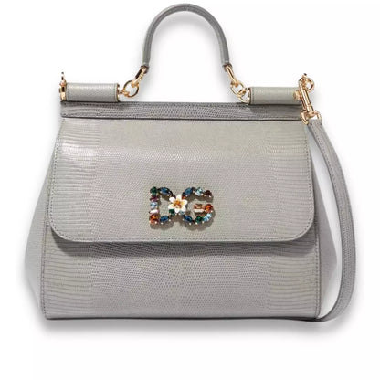 DOLCE GABBANA GREY CRYSTAL SICILY BAG - Main Image