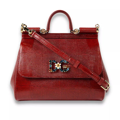DOLCE & GABBANA RED CRYSTAL SICILY BAG