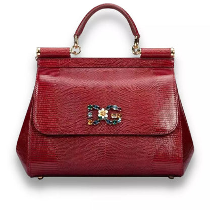DOLCE & GABBANA RED CRYSTAL SICILY BAG