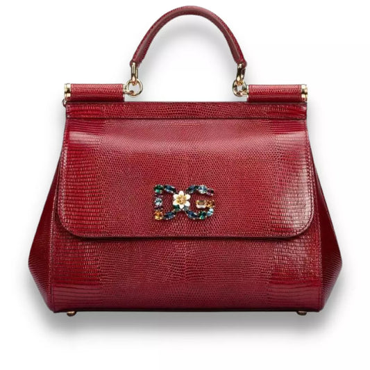 DOLCE & GABBANA RED CRYSTAL SICILY BAG