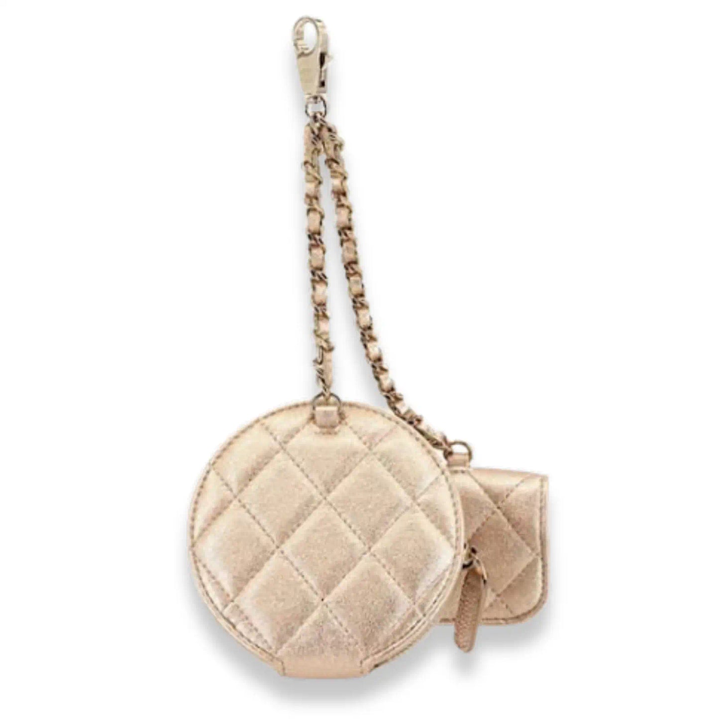 CHANEL GOLD QUILTED DUO ROUND POUCH SET