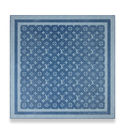 LOUIS VUITTON MONOGRAM SILHOUETTE DENIM 55 SILK SCARF