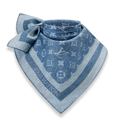 LOUIS VUITTON MONOGRAM SILHOUETTE DENIM 55 SILK SCARF