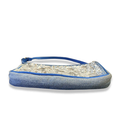 BLUMARINE BLUE DENIM CRYSTAL SHOULDER BAG