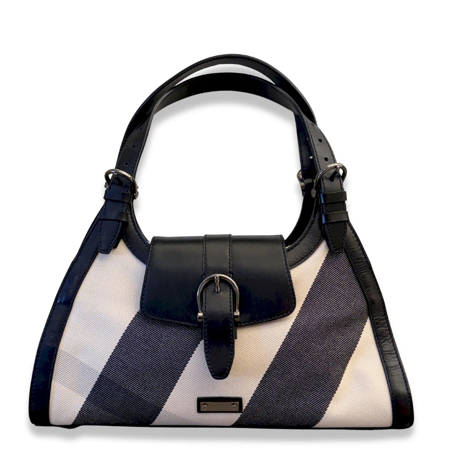 BURBERRY BLACK NOVA CHECK SHOULDER BAG