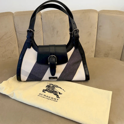 BURBERRY BLACK NOVA CHECK SHOULDER BAG