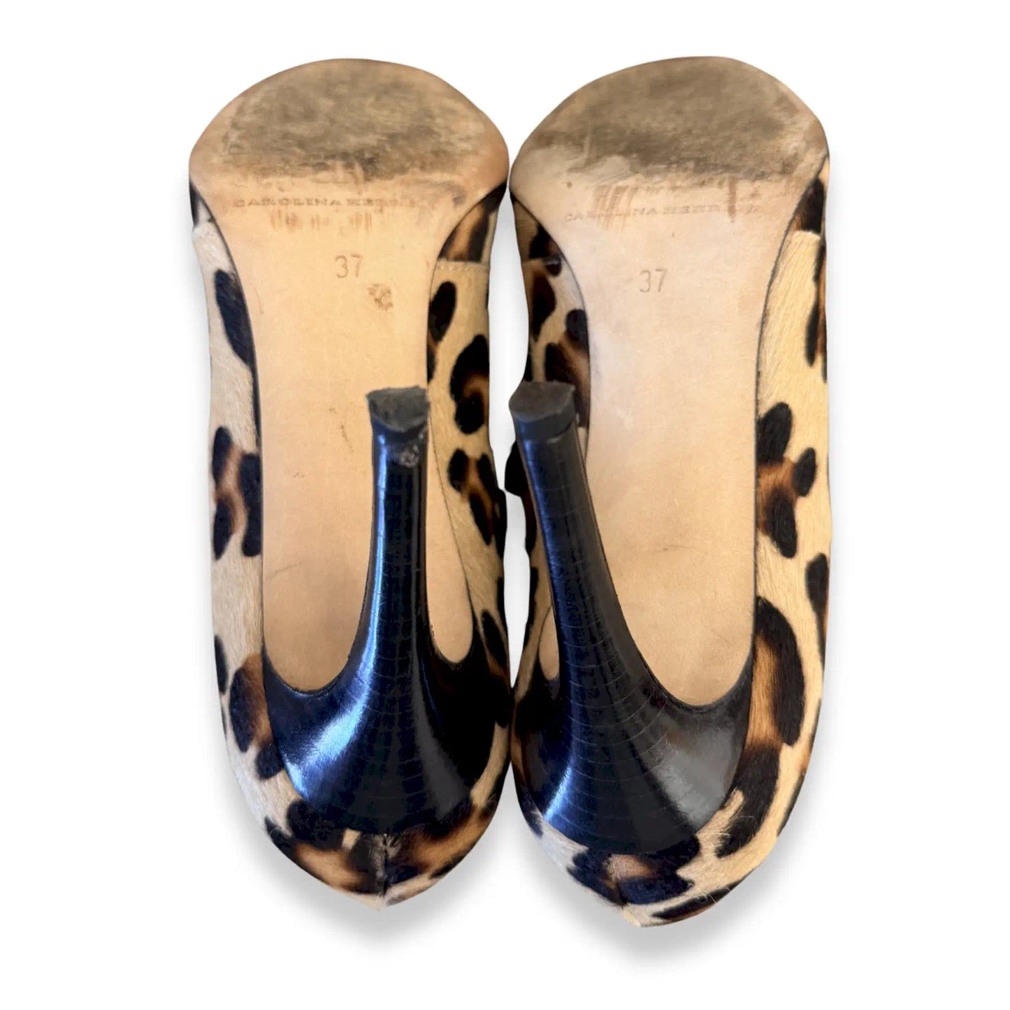 CAROLINA HERRERA LEOPARD CALF HAIR LACE-UP HEELS