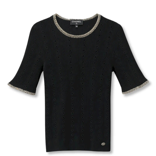 CHANEL BLACK KNIT TOP