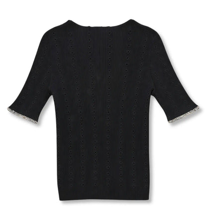 CHANEL BLACK KNIT TOP