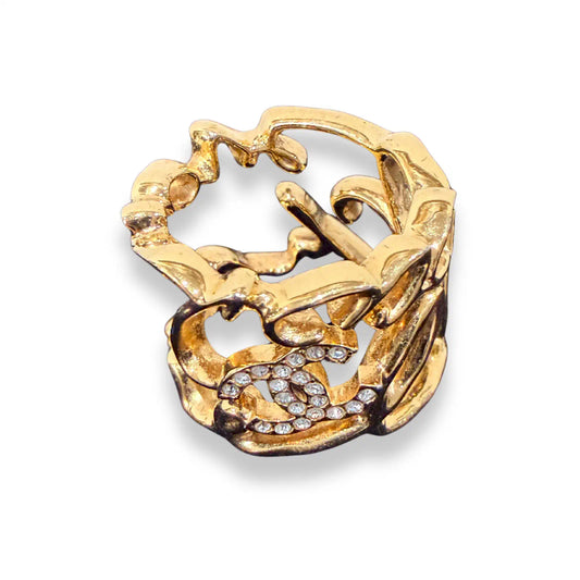 CHANEL GOLD LOVE CRYSTALS RING