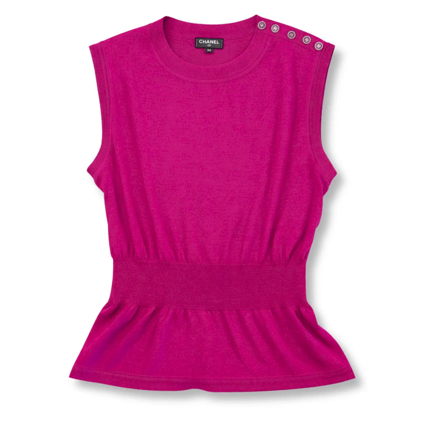 CHANEL PINK SLEEVELESS KNIT TOP