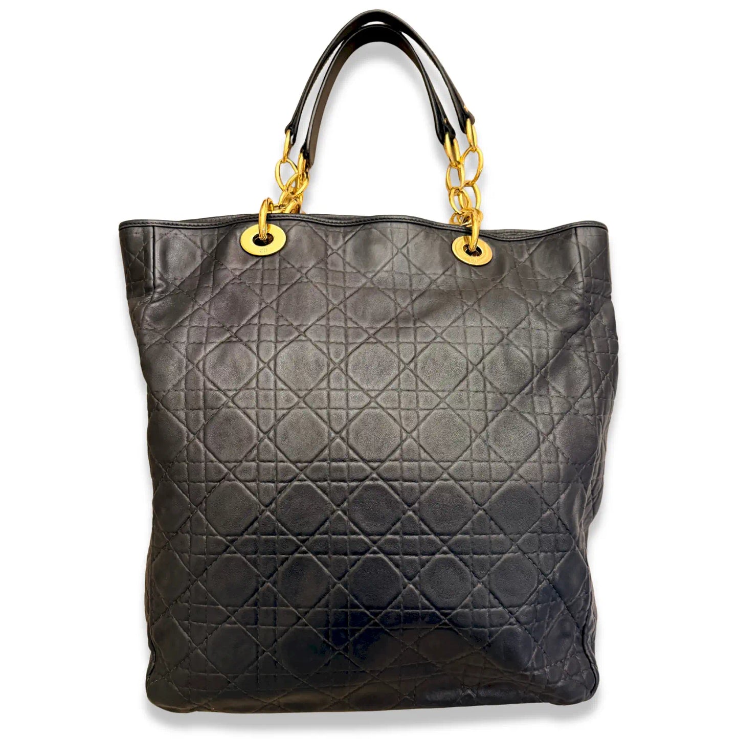 DIOR BLACK CANNAGE LEATHER TOTE BAG