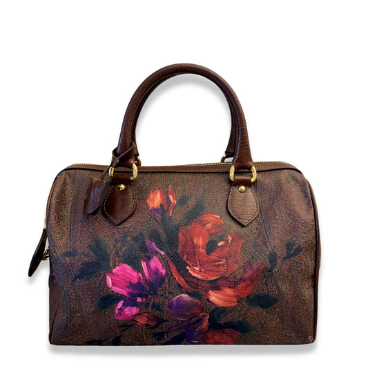 ETRO FLORAL PAISLEY PRINT LEATHER HANDLE BOWLING BAG