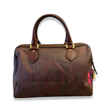 ETRO FLORAL PAISLEY PRINT LEATHER HANDLE BOWLING BAG