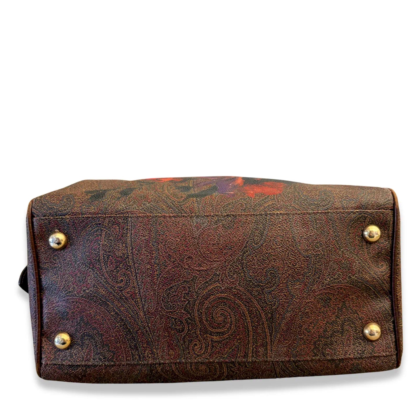 ETRO FLORAL PAISLEY PRINT LEATHER HANDLE BOWLING BAG