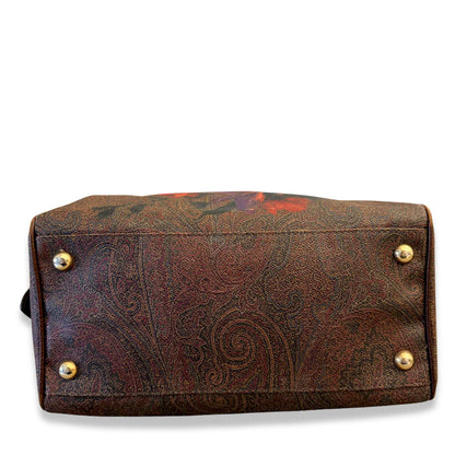 ETRO FLORAL PAISLEY PRINT LEATHER HANDLE BOWLING BAG