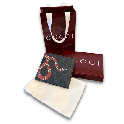 GUCCI BLACK GG SUPREME KINGSNAKE WALLET
