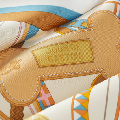 HERMÈS BLANC CARAMEL ROSE JOUR DE CASTING 45 SCARF
