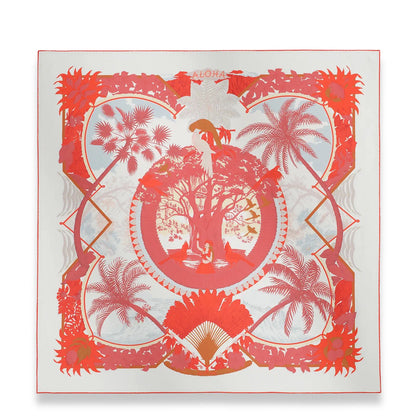 HERMÈS BLANC ROUGE GRIS BLEUTÉ ALOHA 90 SCARF