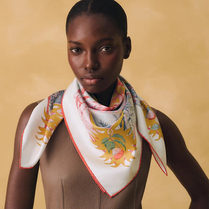HERMÈS BLANC ROUGE GRIS BLEUTÉ ALOHA 90 SCARF