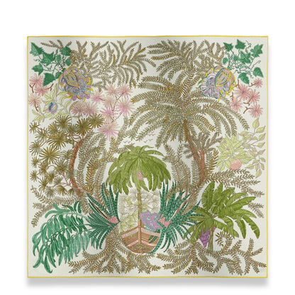 HERMÈS BLANC VERT JAUNE LE JARDIN DES PEINTRES 70 SCARF