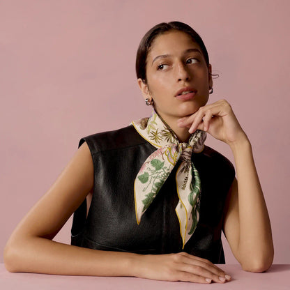 HERMÈS BLANC VERT JAUNE LE JARDIN DES PEINTRES 70 SCARF