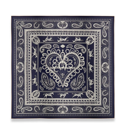 HERMÈS BLEU MARINE CHEVAL DE COEUR BANDANA 140 SHAWL