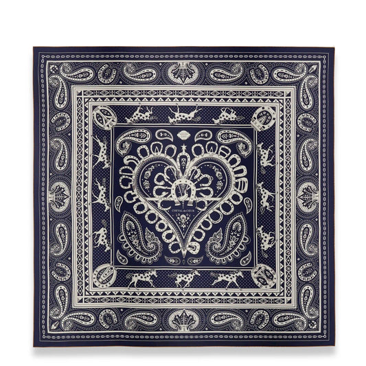 HERMÈS BLEU MARINE CHEVAL DE COEUR BANDANA 140 SHAWL