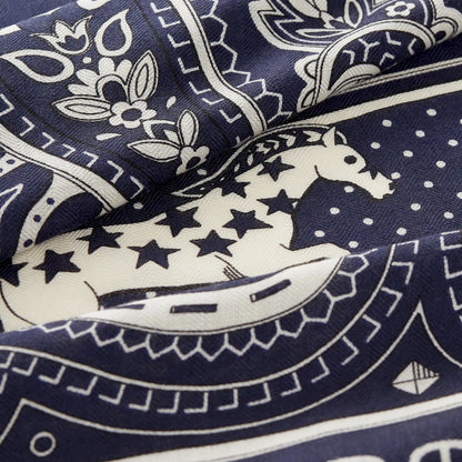 HERMÈS BLEU MARINE CHEVAL DE COEUR BANDANA 140 SHAWL
