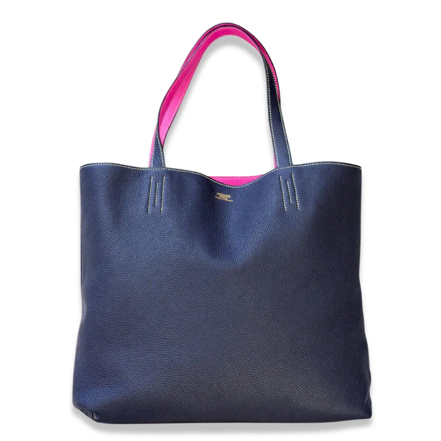HERMES BLEU NUIT ROSE EXTREME DOUBLE SENS 36 TOTE BAG