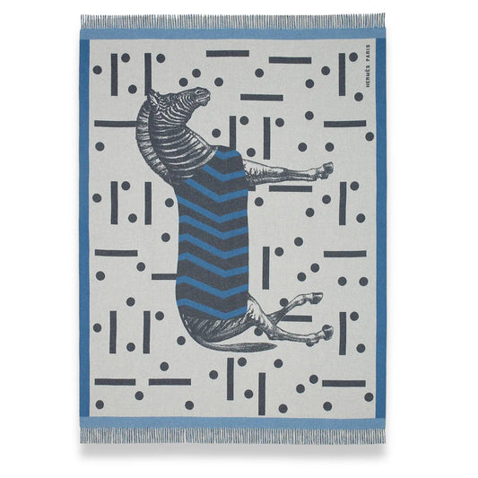 HERMÈS BLEU ZÈBRE ZIG ZAG BLANKET