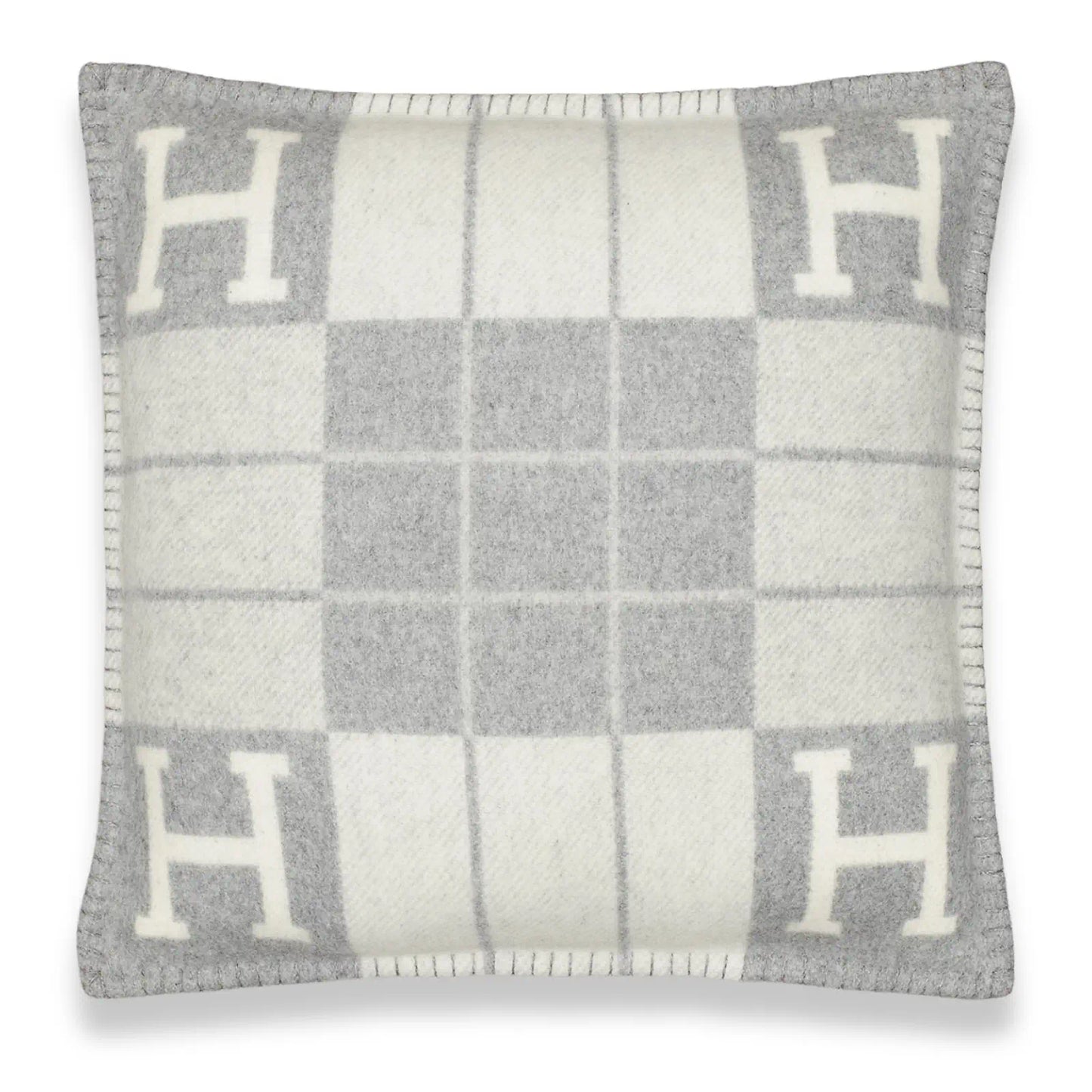 HERMÈS ÉCRU GRIS CLAIR AVALON III CUSHION SMALL