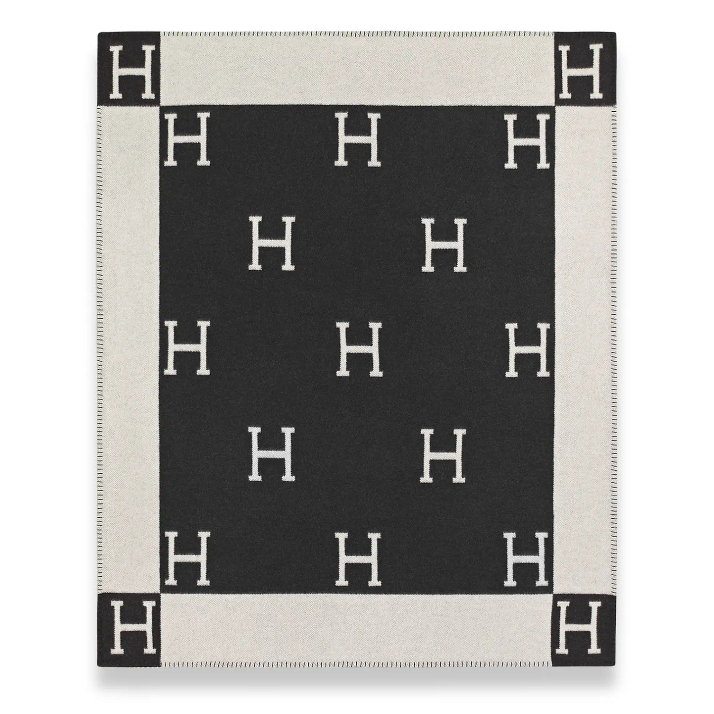 HERMÈS ÉCRU GRIS FONCÉ AVALON SOFA BLANKET