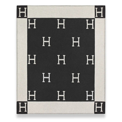 HERMÈS ÉCRU GRIS FONCÉ AVALON SOFA BLANKET