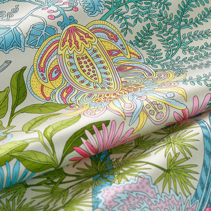 HERMÈS GRIS PERLE TURQUOISE ROSE LE JARDIN DES PEINTRES 70 SCARF