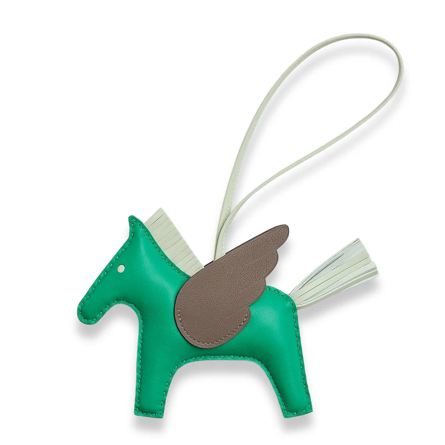 HERMÈS MENTHE VERT FIZZ ÉTOUPE RODÉO MM PÉGASE BAG CHARM