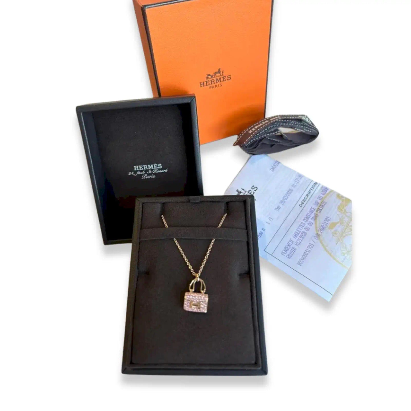 HERMES ROSE GOLD AMULETTES CONSTANCE DIAMOND PENDANT