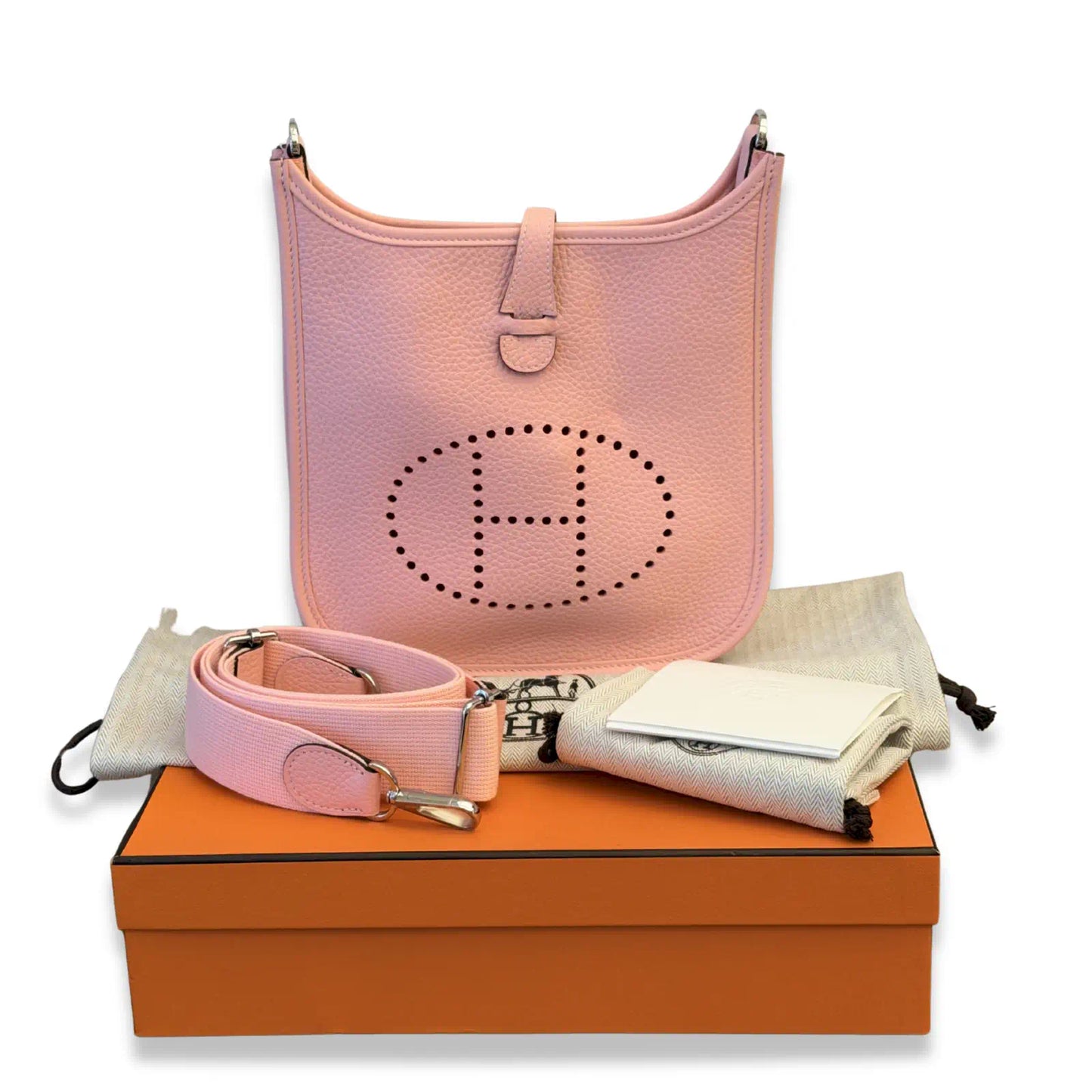 HERMÈS ROSE SAKURA MINI EVELYNE 23 BAG