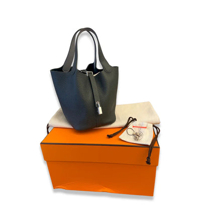 HERMÈS VERT MANGROVE & GRIS PANTIN PICOTIN LOCK 18 BAG